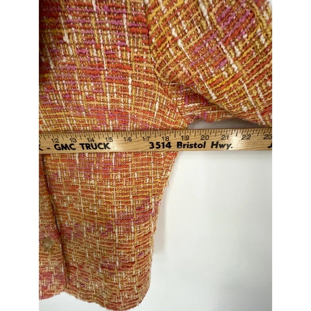 Coldwater Creek Womens‎ Blazer PM Petite Medium Tweed Orange Pink Textured